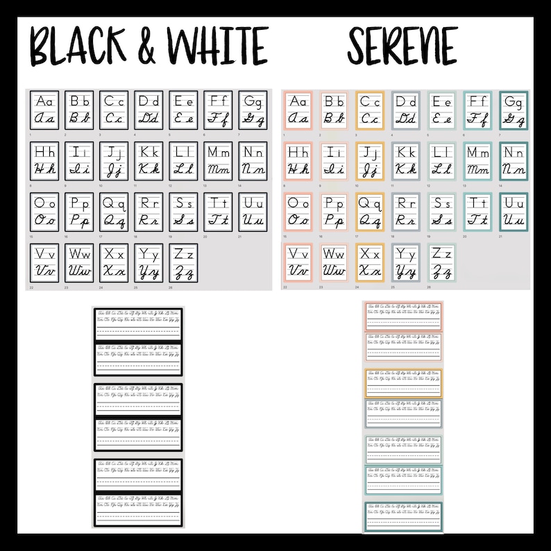 Box Cursive Cursive & Print Alphabet Posters: Classroom Decor (digital Download) - Etsy