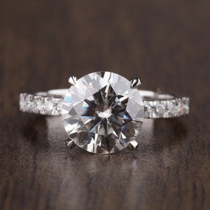 3.50 CT Round Cut Moissanite Engagement Ring, 14k White Gold Wedding Ring, Silver CZ Moissanite diamond ring, 4 Prong diamond Solitaire Ring