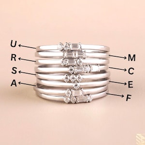 Custom Diamond Morse Code Ring Real Lab Grown Diamond Wedding Ring Baguette & Round Diamond Morse Code Initial Rings Stacking Wedding band