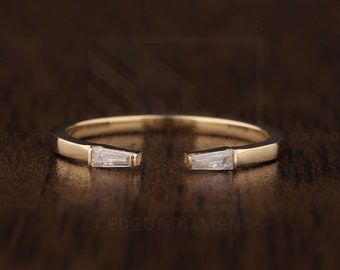 Open Wedding Band Tapered Baguette Cuff Wedding Band Women Spacer Wedding Band Matching Stacking Band Petite Anniversary Ring Gift For Her