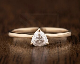 0.50 CT Trilliant Colorless Moissanite Ring, Solitaire Ring, Engagement Ring, Wedding Ring, Comfort Fit Band, Ring For Women, Propose Ring