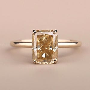 2.50CT Canary Yellow Moissanite Radiant Engagement Ring, Classic Solitaire Ring, 14k Yellow Gold Ring, Single Diamond Wedding Ring For Women
