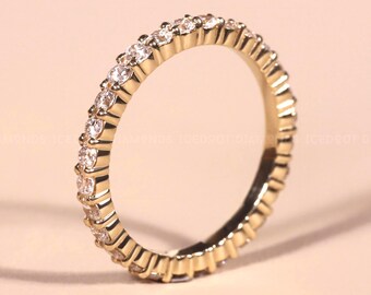 2mm Round Open Share Prong Lab Diamond Band Round Full Eternity Wedding Ring, Colorless Stackable Matching Band, Anniversary Gift For Her