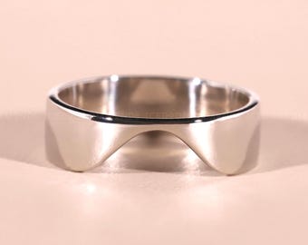 950 Platinum Cigar Wedding Band Ring Unique 6mm Wide Cut Out Design Perfect for a Wedding band or Nesting Ring Flat Contour Band Gift forHer