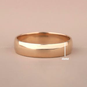 14k Solid Yellow Gold Domed Wedding Band | 2mm - 6mm Gold Ring | Classic Dome Comfort Fit Wedding Band | Men and Women&#39;s Engraved Ring