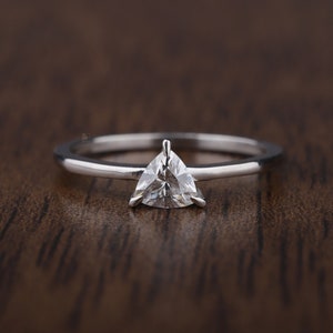 0.50 CT Trilliant Colorless Moissanite Ring, Solitaire Ring, Engagement Ring, Wedding Ring, Comfort Fit Band, Ring For Women, Propose Ring