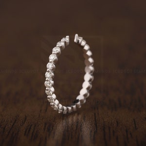Open Wedding Band Colorless Moissanite Open Wedding Band Bubble Prong Set Ring Diamond Engagement Band Unique 14k Gold Ring Dainty Band Gift