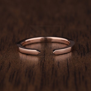 Customized Plain Gold Open Wedding Band, Essential Gold Ring Matching Band, Rose Gold Wedding Band, 14k Gold Cuff Band Ring Anniversary Gift