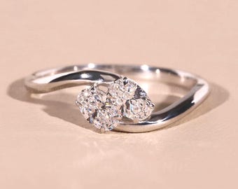 Oval Cut Lab Grown Diamond Bypass Engagement Ring IGI Oval Cut Toi Et Moi Twist Promise Ring Solid Gold Anniversary Gift for Her Unique Ring