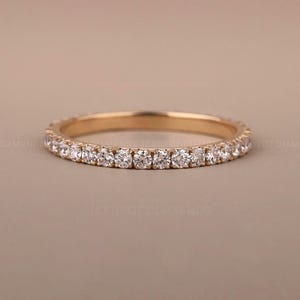 14k Solid Gold Genuine Diamond FULL Eternity Band Wedding Band Stack Ring For Women French pave set band minimalist Wedding band thin band !