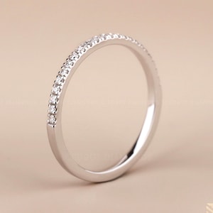 1.50mm Eternity Band Solid 14K Gold Moissanite Wedding Band 10K Yellow Gold Half Eternity Matching Stacking Anniversary Promise Ring For Her