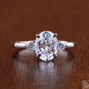 2CT Oval Cut Three Stone Moissanite Engagement Ring Three Stone Wedding Ring Oval Solitaire Unique Anniversary Ring White Gold Bridal Ring