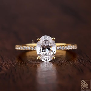 Oval Moissanite Bridal Ring 1.5ct Diamond Bridal Ring 14K Rose White Yellow Gold Moissanite Engagement Ring 5 year Wedding Anniversary Gifts