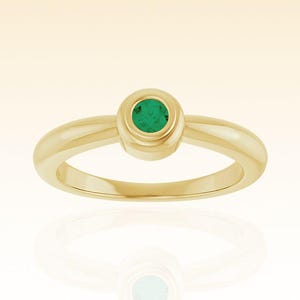 14k Gold Birthstone Ring Tiny Birthstone Ring round bezel ring Mothers Gemstone Ring Minimalist Stacking Ring Dainty Personalized Gifts Ring