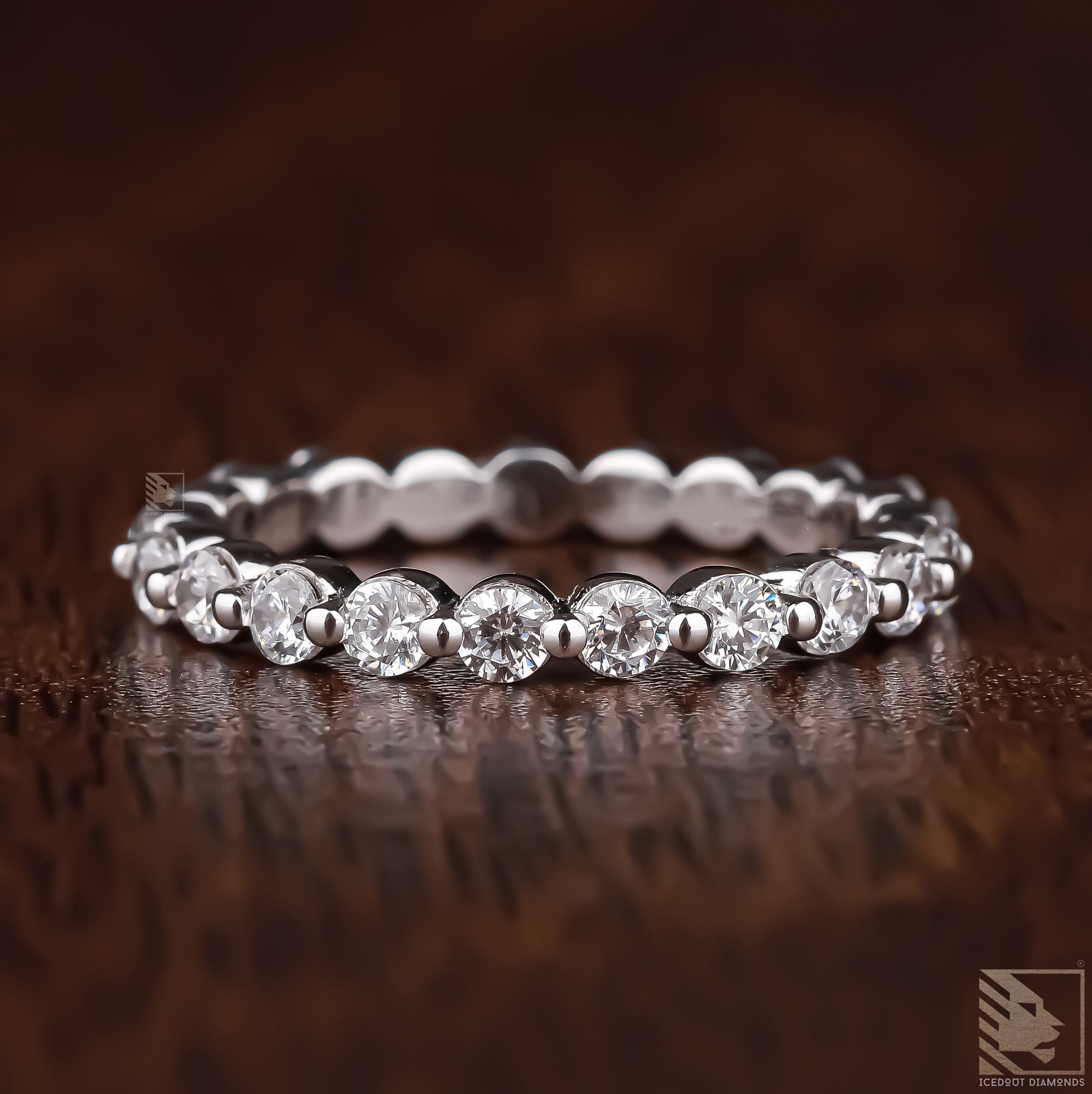 Bubble Wedding Band Single Prong Full Eternity Band Matching Etsy