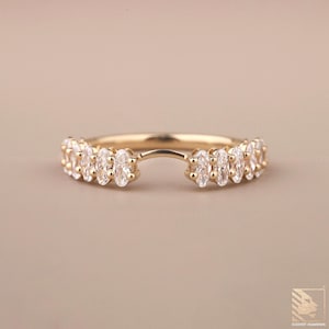 4x2mm Oval Lab Grown Diamond Notch Wedding Band Oval Cut Lab Diamond half Eternity Band Anniversary Band Women bridal Stacking Matching Band