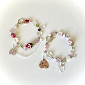 beaded strawberry gem spring bracelets ! lampwork berry beads, handmade