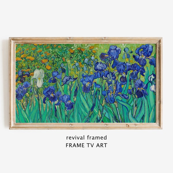 Frame TV Art Floral, Van Gogh TV Art Vintage Oil Painting, Samsung Frame LG tv Art, Iris Flowers Antique Instant Download, Large Digital Art