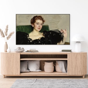 Vintage Fashion Frame TV Art, Neutral TV Art Vintage Oil Painting, Antique Portrait Woman, Samsung Frame TV Art, Large Digital Art Download image 4