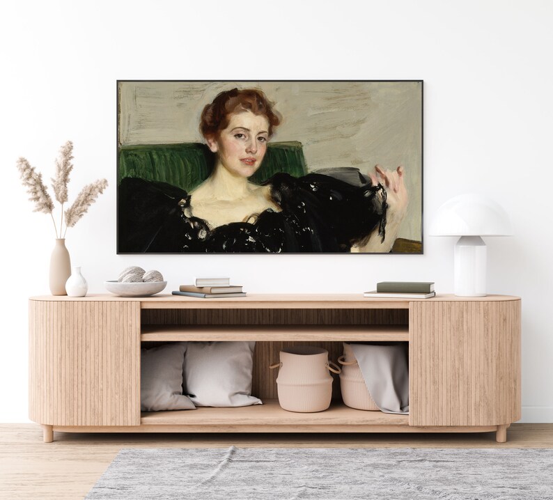 Vintage Fashion Frame TV Art, Neutral TV Art Vintage Oil Painting, Antique Portrait Woman, Samsung Frame TV Art, Large Digital Art Download image 4