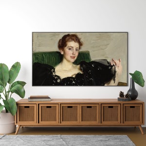 Vintage Fashion Frame TV Art, Neutral TV Art Vintage Oil Painting, Antique Portrait Woman, Samsung Frame TV Art, Large Digital Art Download image 3