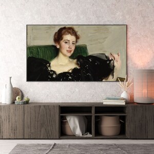 Vintage Fashion Frame TV Art, Neutral TV Art Vintage Oil Painting, Antique Portrait Woman, Samsung Frame TV Art, Large Digital Art Download image 2
