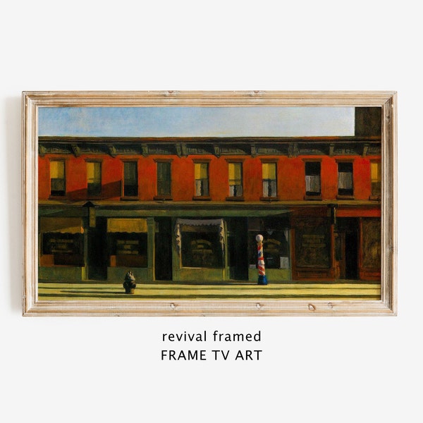 Frame TV Edward Hopper Art, Architecture Vintage Oil Painting, Americana Small Town Art, TV Art Neutral, Samsung Frame TV, Large Digital Art