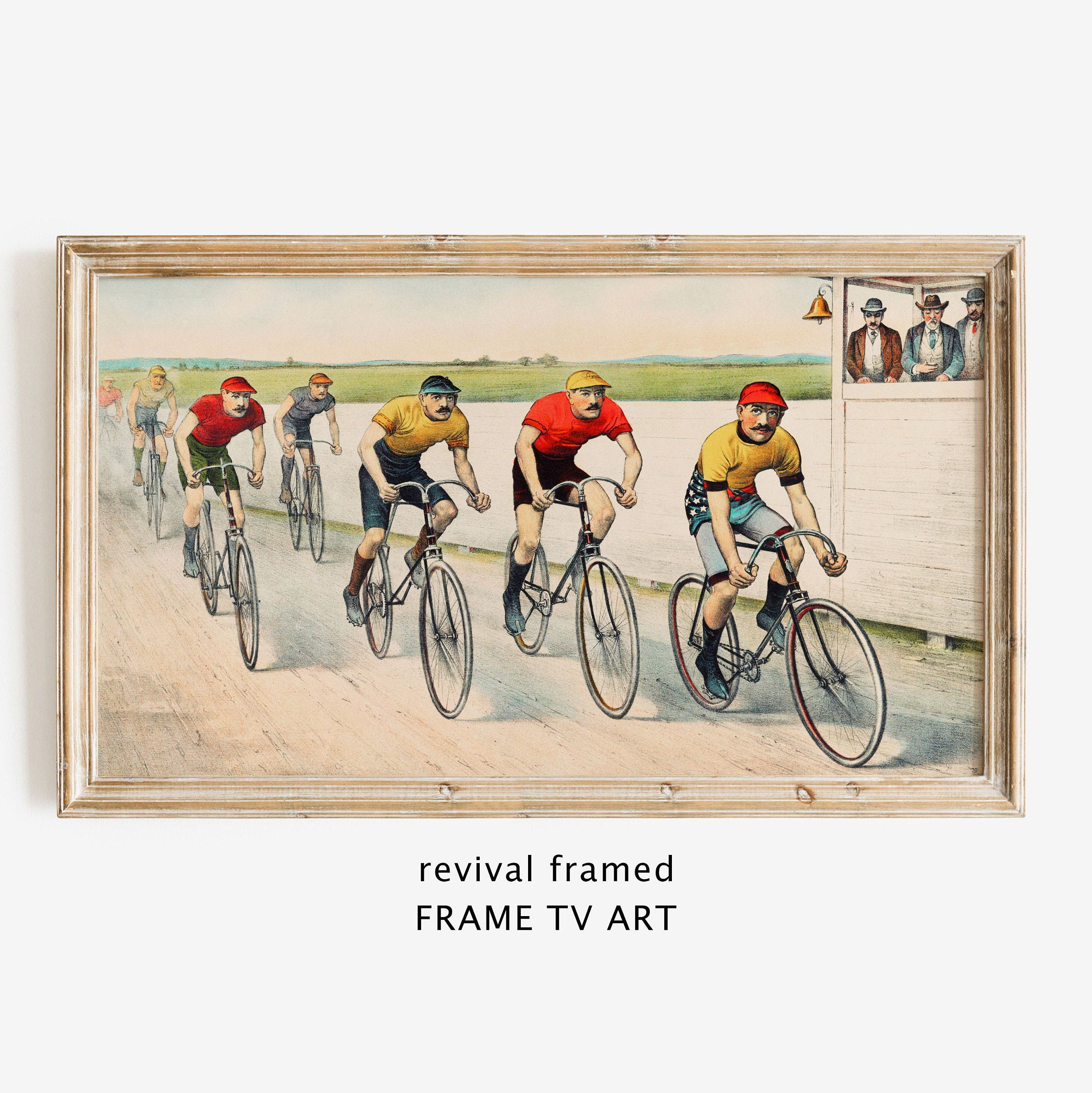 Frame TV Art Vintage Bicycles Vintage Cyclist Painting