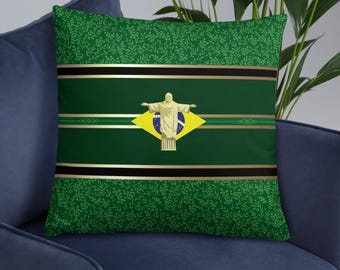 Brazilian Gifts | Brazil Pillow | Brazilian Flag | Brazilian Art | Brazil Travel | Brazil Gifts | Brazilian Decor  | Rio De Janeiro