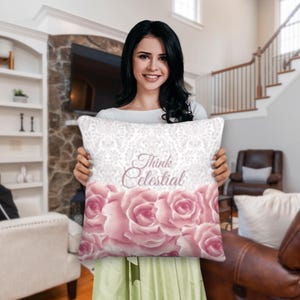 Think Celestial Pillow #1 | Think Celestial Quote | Think Celestial Art | LDS President Nelson Quote | LDS Gifts for Women | Celestial Gifts