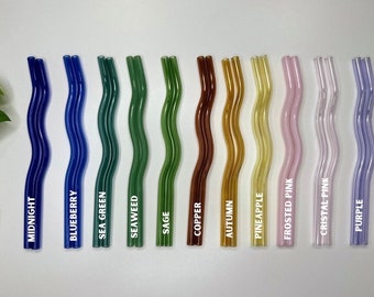 Colorful Wavy Glass Straws