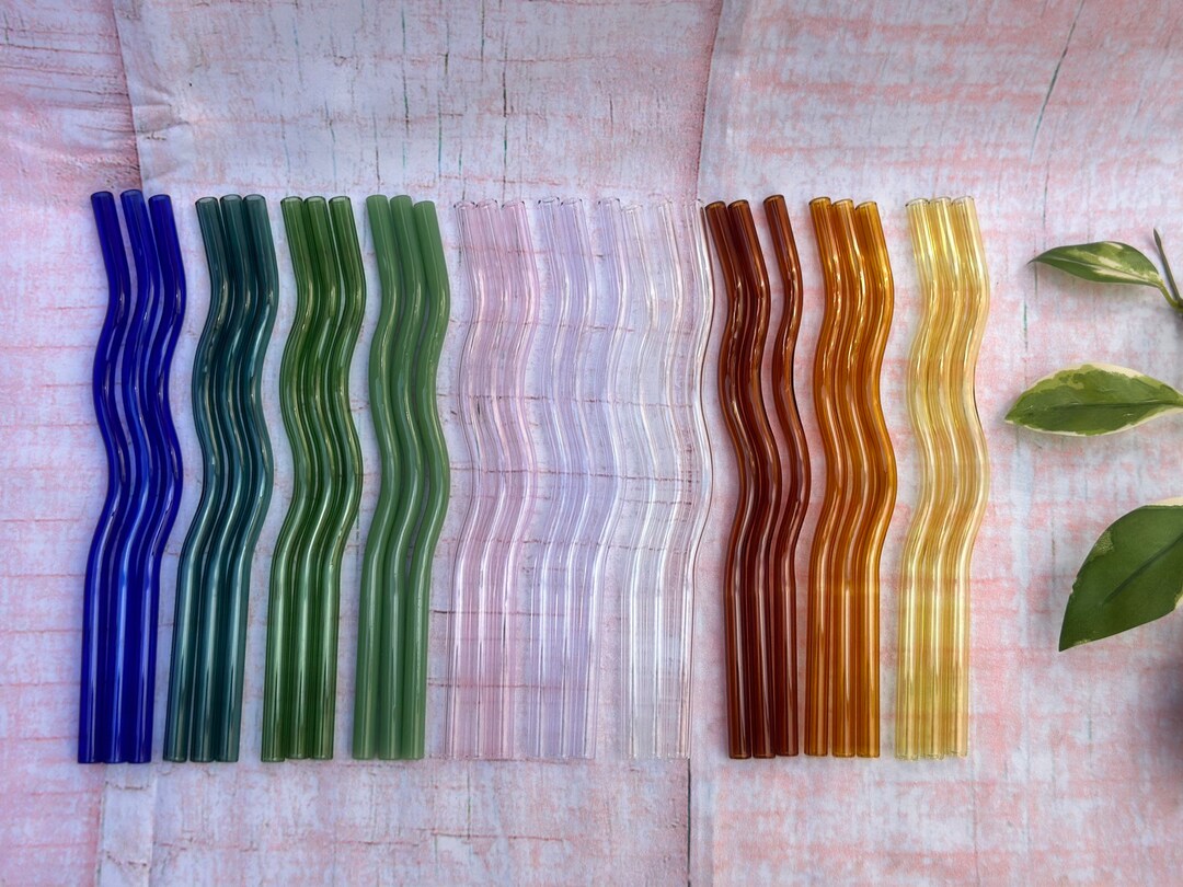 Wavy Glass Straws Etsy