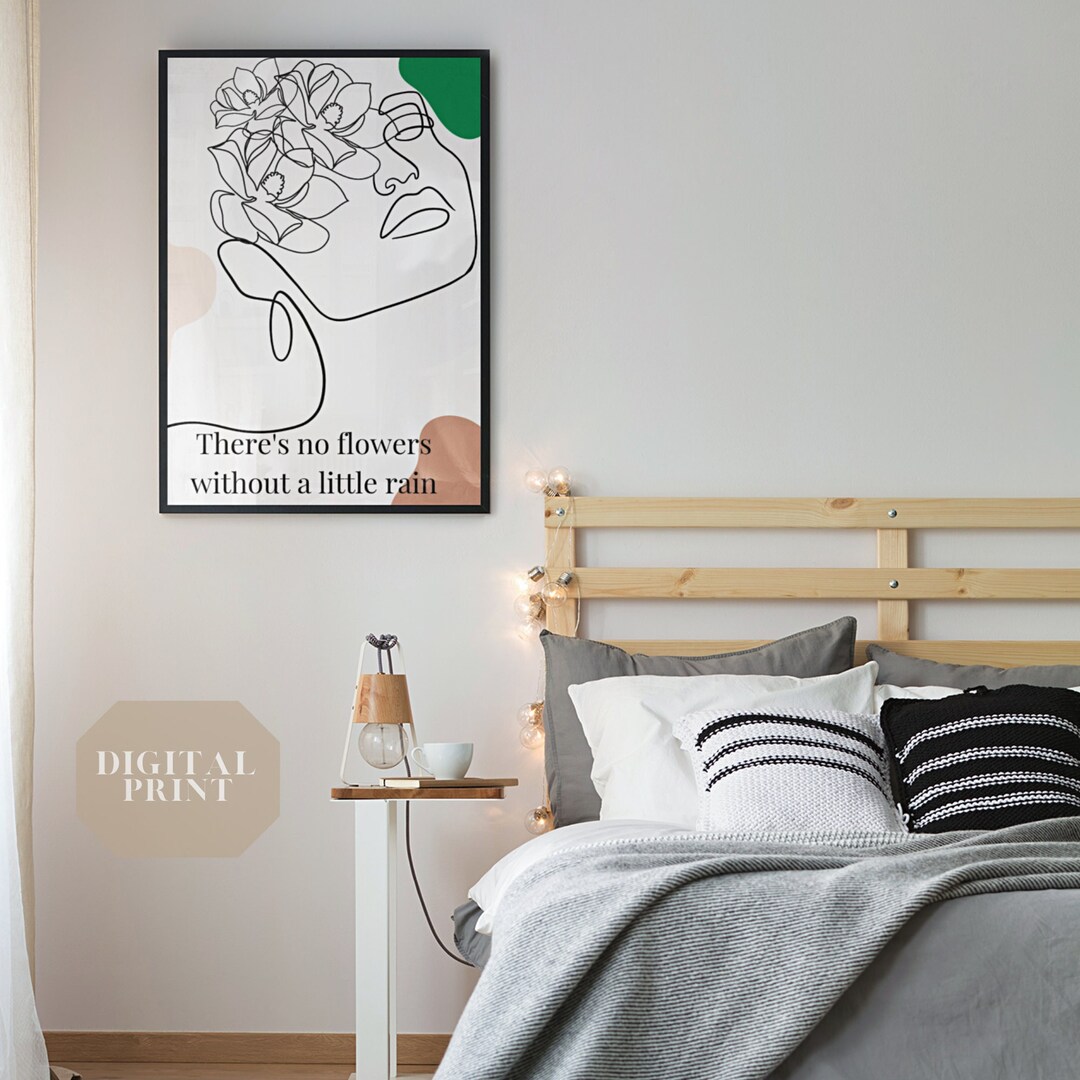 There's No Flowers Without Rain Digital Art Print Minimalistic Art
