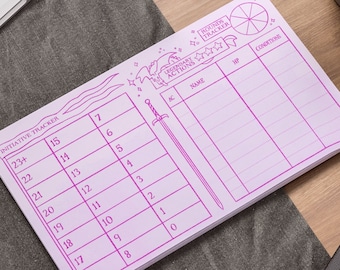 Initiative Tracker Pad (Pink) | DM Tools | D&D 5e