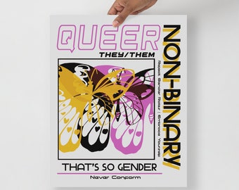 Non-Binary Pride | Butterfly Poster Print