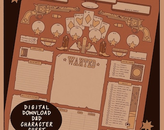 Wild West | Printable DnD Character Sheet PDF for Dungeons and Dragons 5e