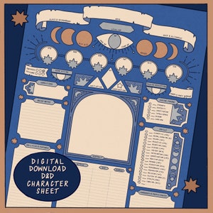 Mystic Skies | Printable DnD Character Sheet PDF for Dungeons and Dragons 5e