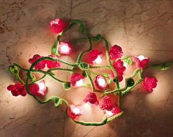 Fairy Lights | LED string lights with crochet flowers | Flower string lights | Crochet fairy lights