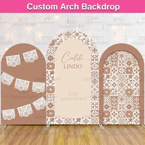 Cielito Lindo Baby Shower Arch Backdrop Cover Stand Baby Girl Shower Party Custom Terracotta Talavera Mexcian Tiles Arched Chiara Wall Panel