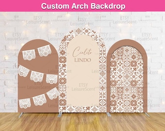 Cielito Lindo Baby Shower Arch Fondale di copertura Stand Baby Girl Shower Party Personalizzato Terracotta Talavera Piastrelle messicane Pannello da parete ad arco Chiara
