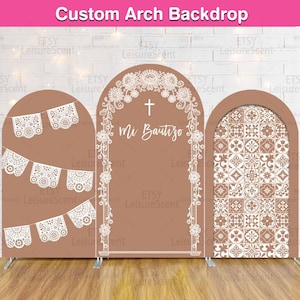 Mi Bautizo Arco Telón de fondo Cubierta Stand Cielito Lindo Bautismo Baby Girl Shower Party Custom Talavera Mexcian Chiara Paneles de pared Dios los bendiga