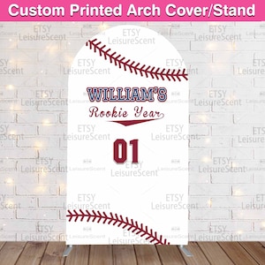 Baseball Birthday Arch Backdrop Cover Stand Rookie of the Year Party Custom Baby Boy Shower Arched Chiara Wall Panels Personalized K002