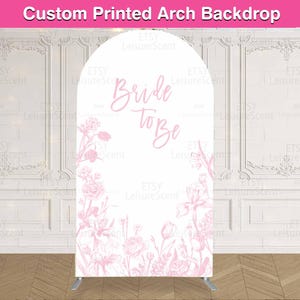Pink Bow Flowers Bridal Shower Arch Backdrop Cover Stand Toile Bride to be Girl Party Custom Pastel Birthday Arched Chiara Wall Panels Sign