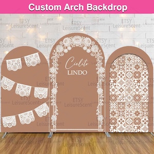 Cielito Lindo Baby Shower Arch Backdrop Cover Stand Boho Baby Girl Shower Party Custom Terracotta Talavera Mexcian Arched Chiara Wall Panels