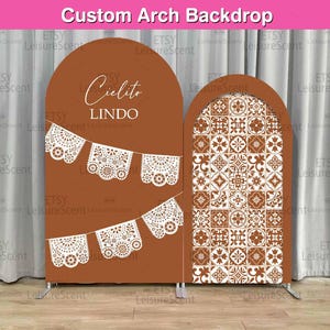 Cielito Lindo Baby Shower Arch Backdrop Cover Stand Boho Baby Girl Shower Party Custom Terracotta Talavera Mexcian Arched Chiara Wall Panels