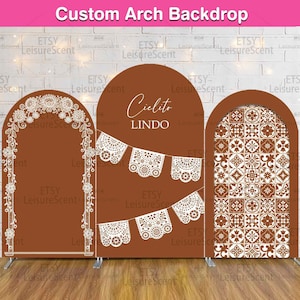 Cielito Lindo Baby Shower Arch Backdrop Cover Stand Boho Baby Girl Shower Party Custom Terracotta Talavera Mexcian Arched Chiara Wall Panels