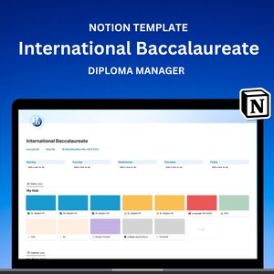 Plantilla de Notion del Bachillerato Internacional IB / Plantilla de Notion para estudiantes / Plantilla de estudio / Planificador de escuela secundaria / Planificador del diploma IB