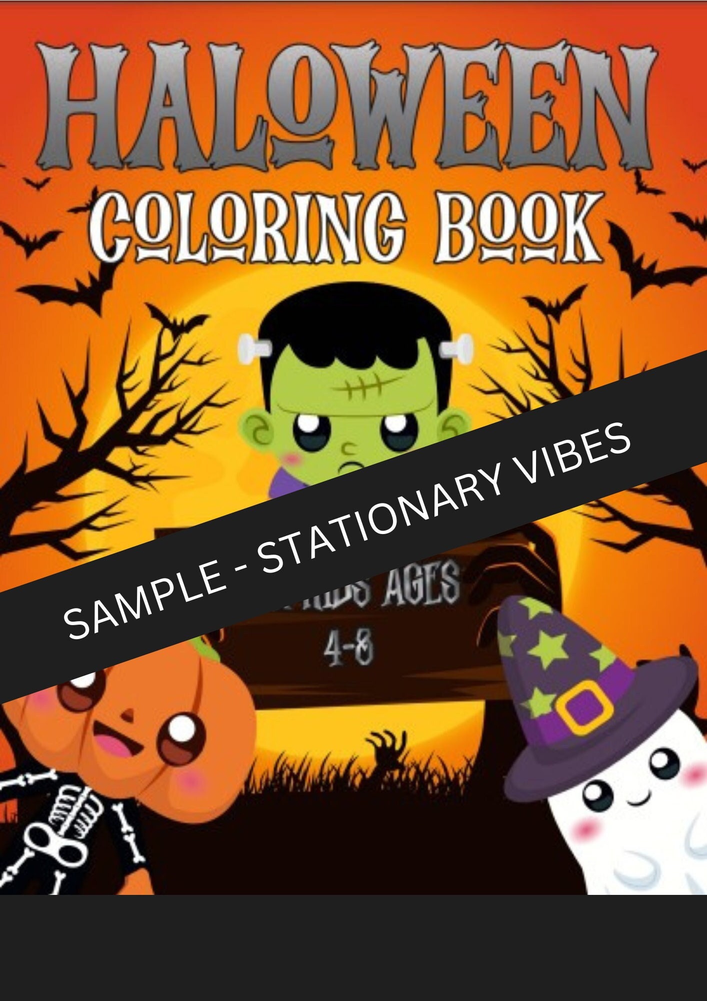 Halloween Coloring Pages PDF Printable (50 Page Digital Colouring Book)