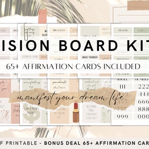 Vision Board & Manifestation Kit Printable // Dream Board Kit // Printable  Checks // Affirmation Card Printables // Printable Stickers 