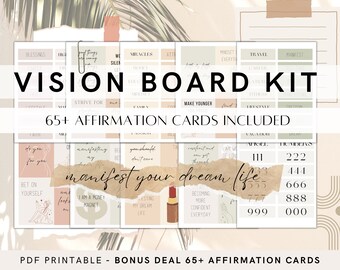 Vision Board Kit Printable, 2024 Vision Board Printable, Manifestation Kit, Dream Board | Law of Attraction Planner, Manifestation Planner